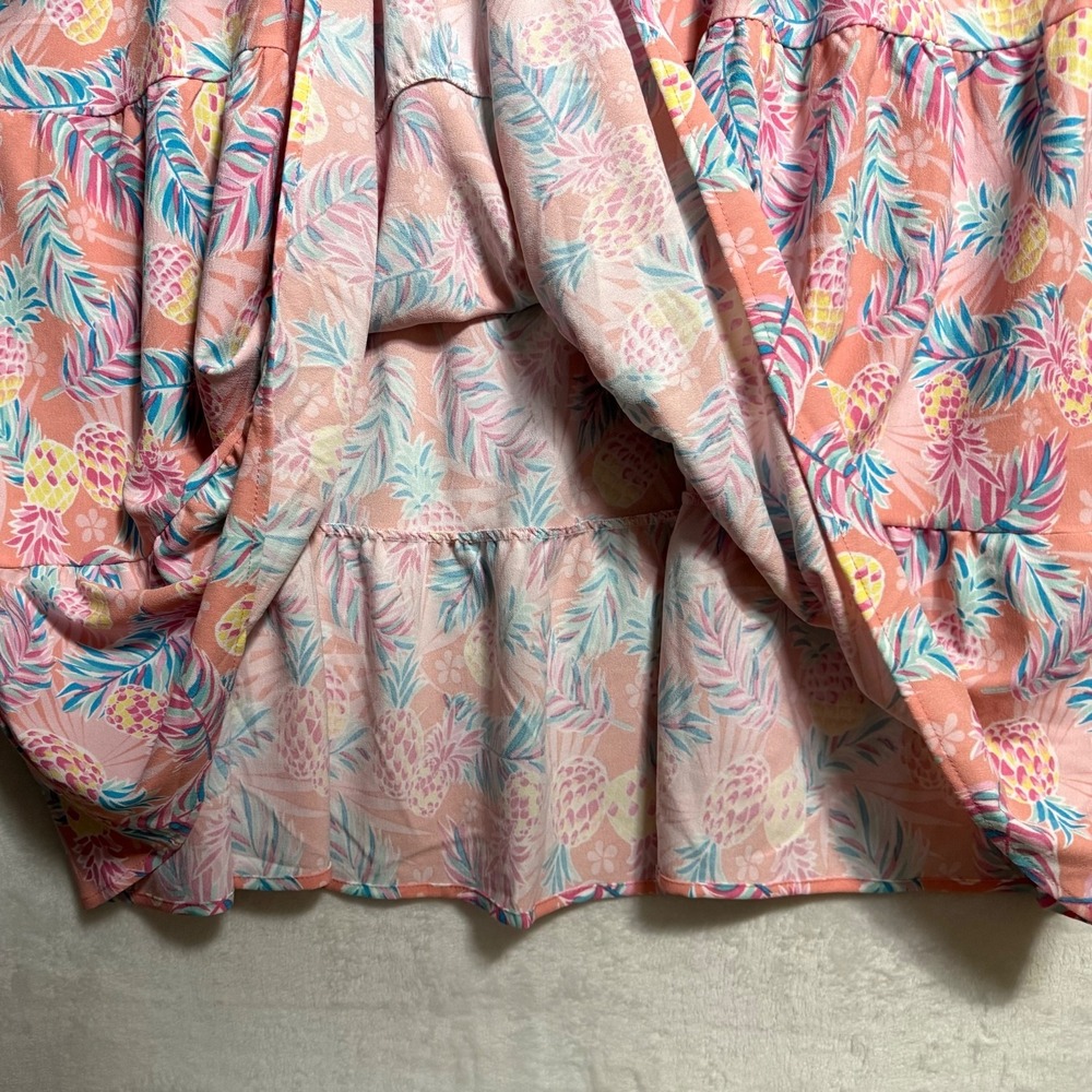 NWT Simply Southern Pineapple Print Midi Dress Size XXL Smocked Back Tiered Boho - Picture 9 of 14